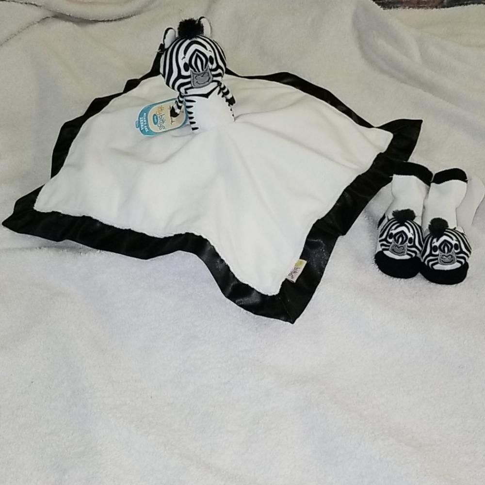 Noah's Ark Zebra Baby security blanket and rattle